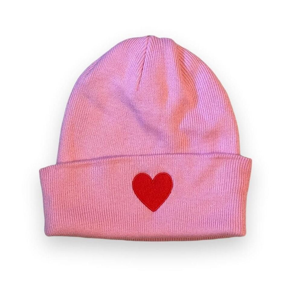 JoyLab Pink Heart Patch Beanie